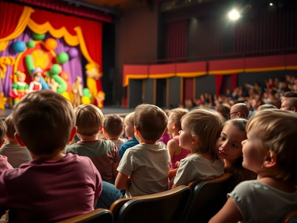 An engaging image showing children participating in a theatrical performance, highlighting the organization's commitment to youth engagement.